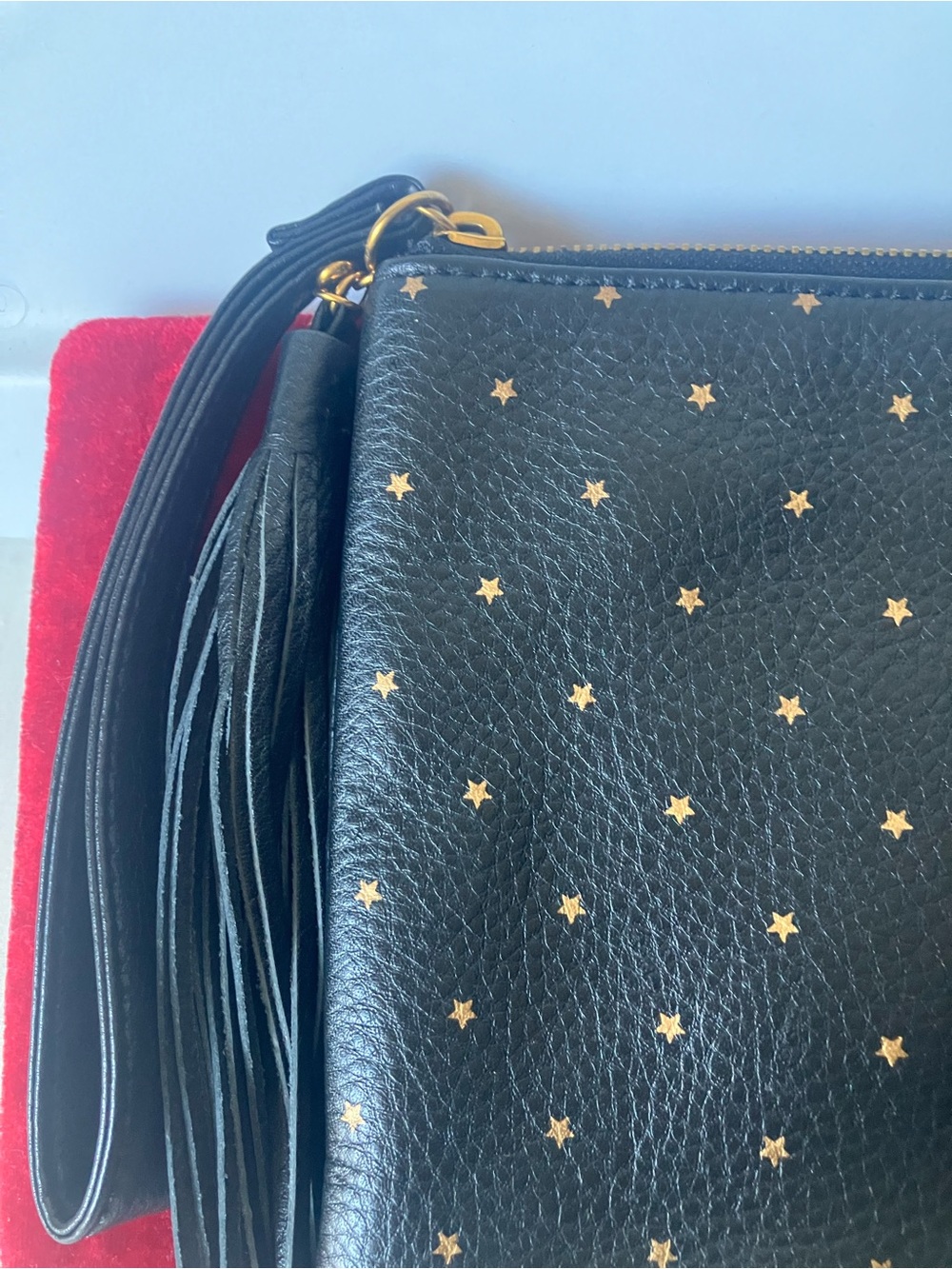 HOBO Wayfare Black Pebbled Leather Gold Star Clutch Wristlet Case Purse. - Picture 2 of 6